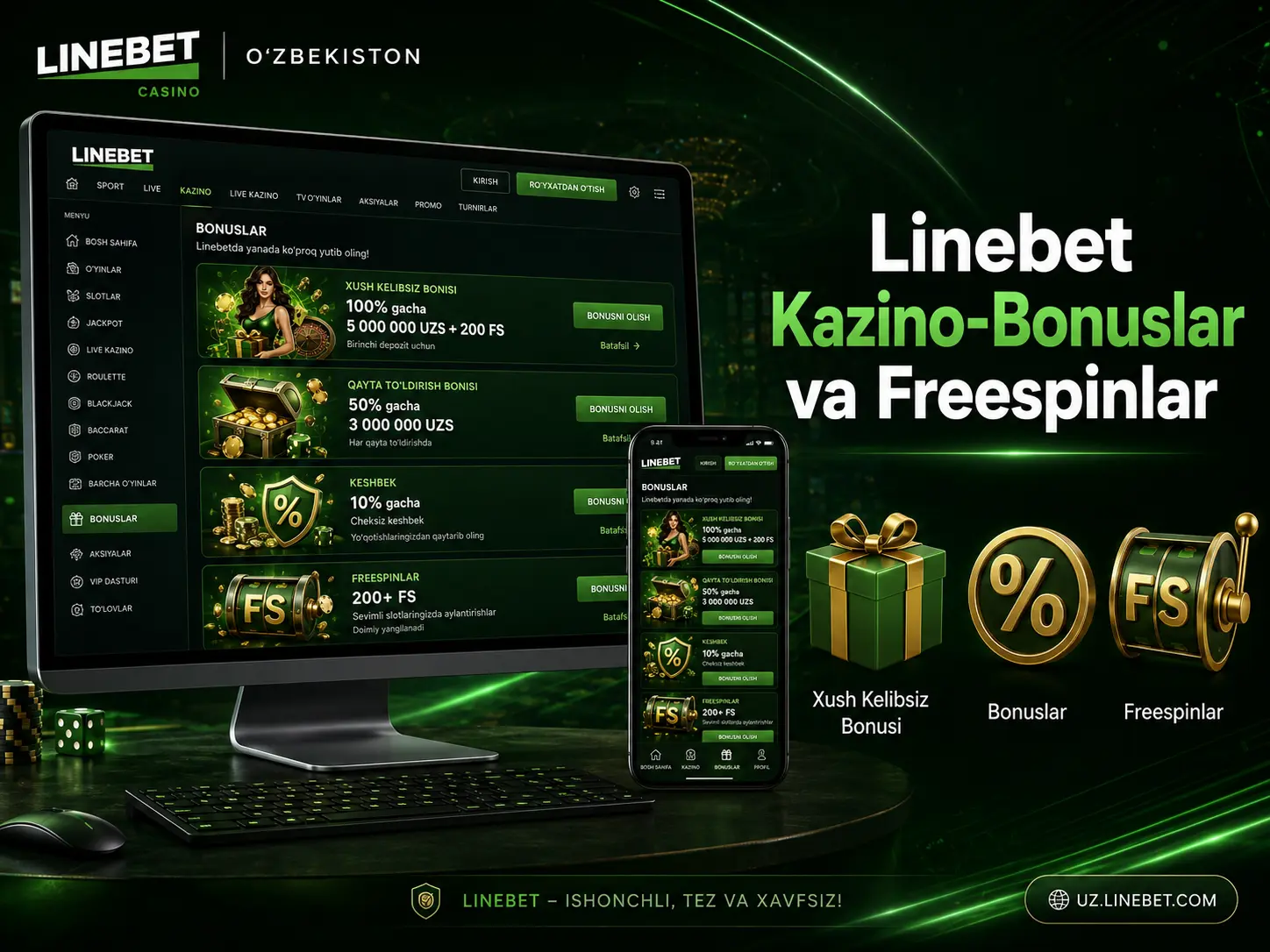 Kazino-bonuslar va freespinlar