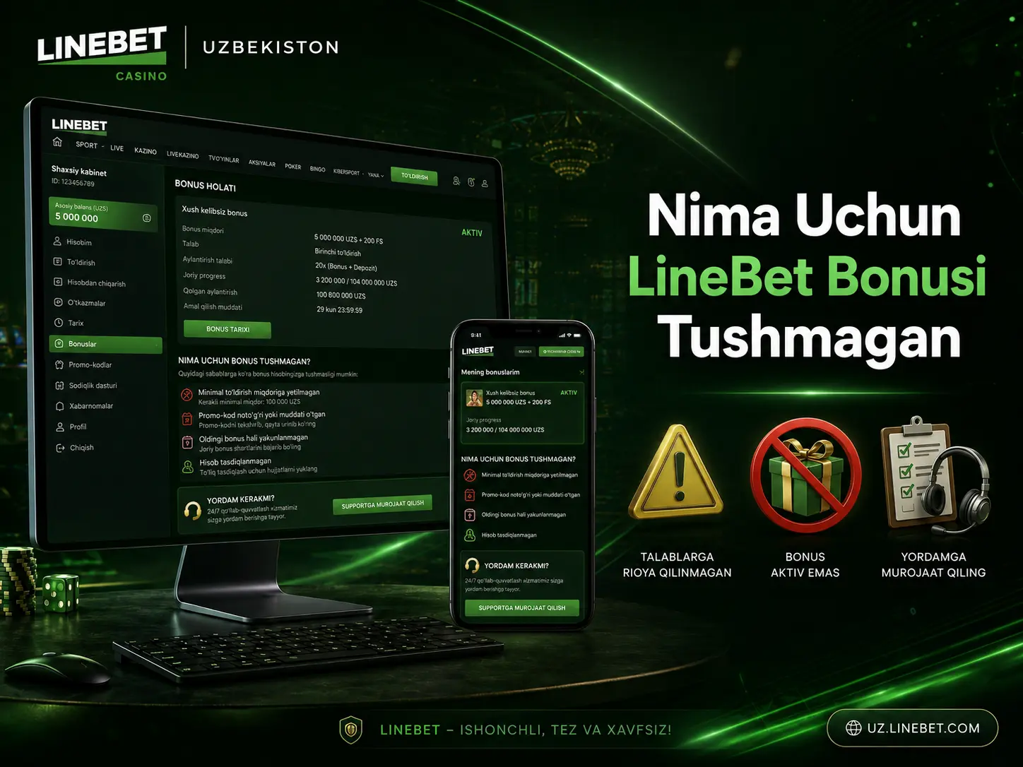 Nima uchun bonus tushmagan