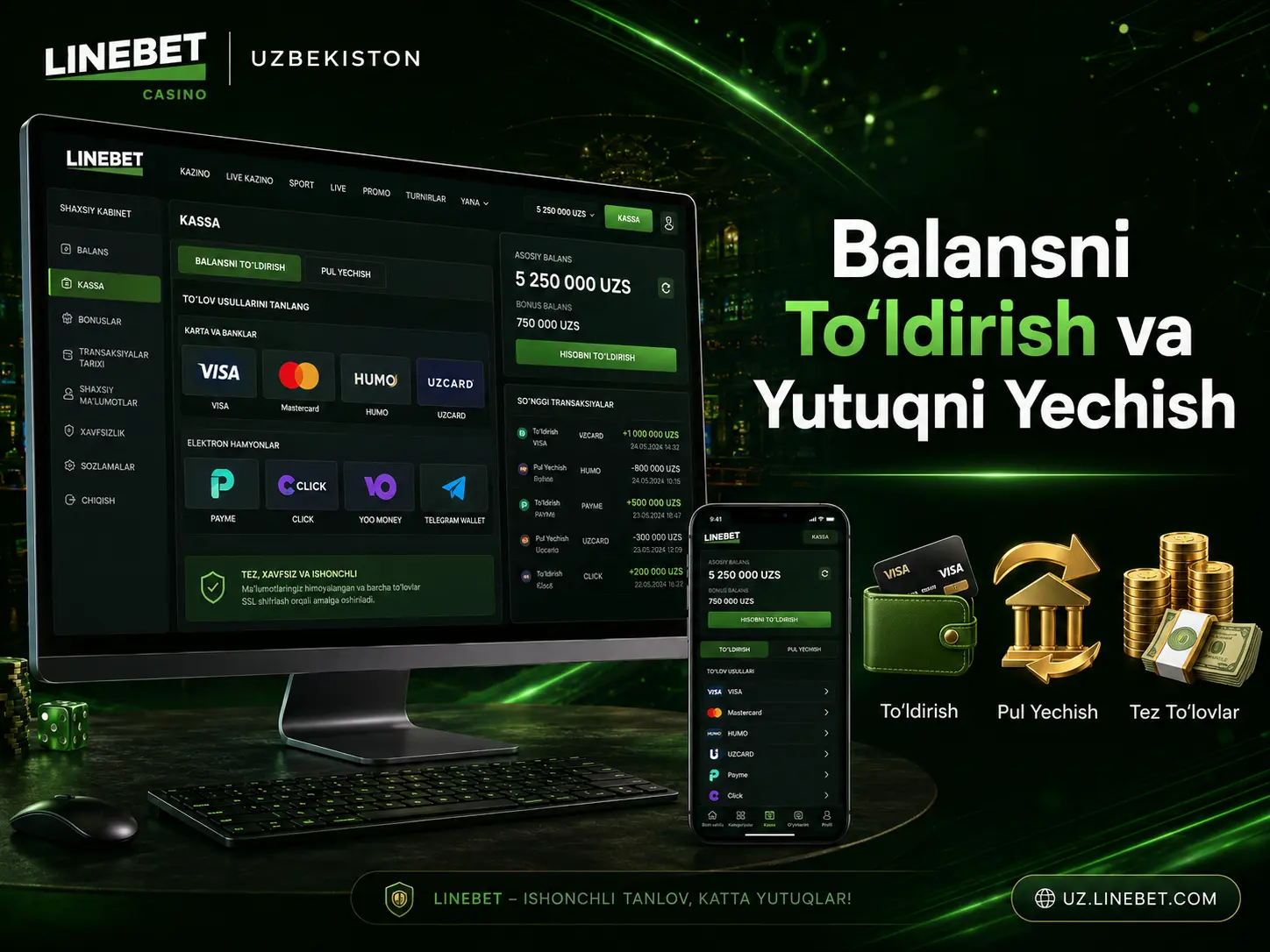 Balansni to'ldirish va yutuqni yechish