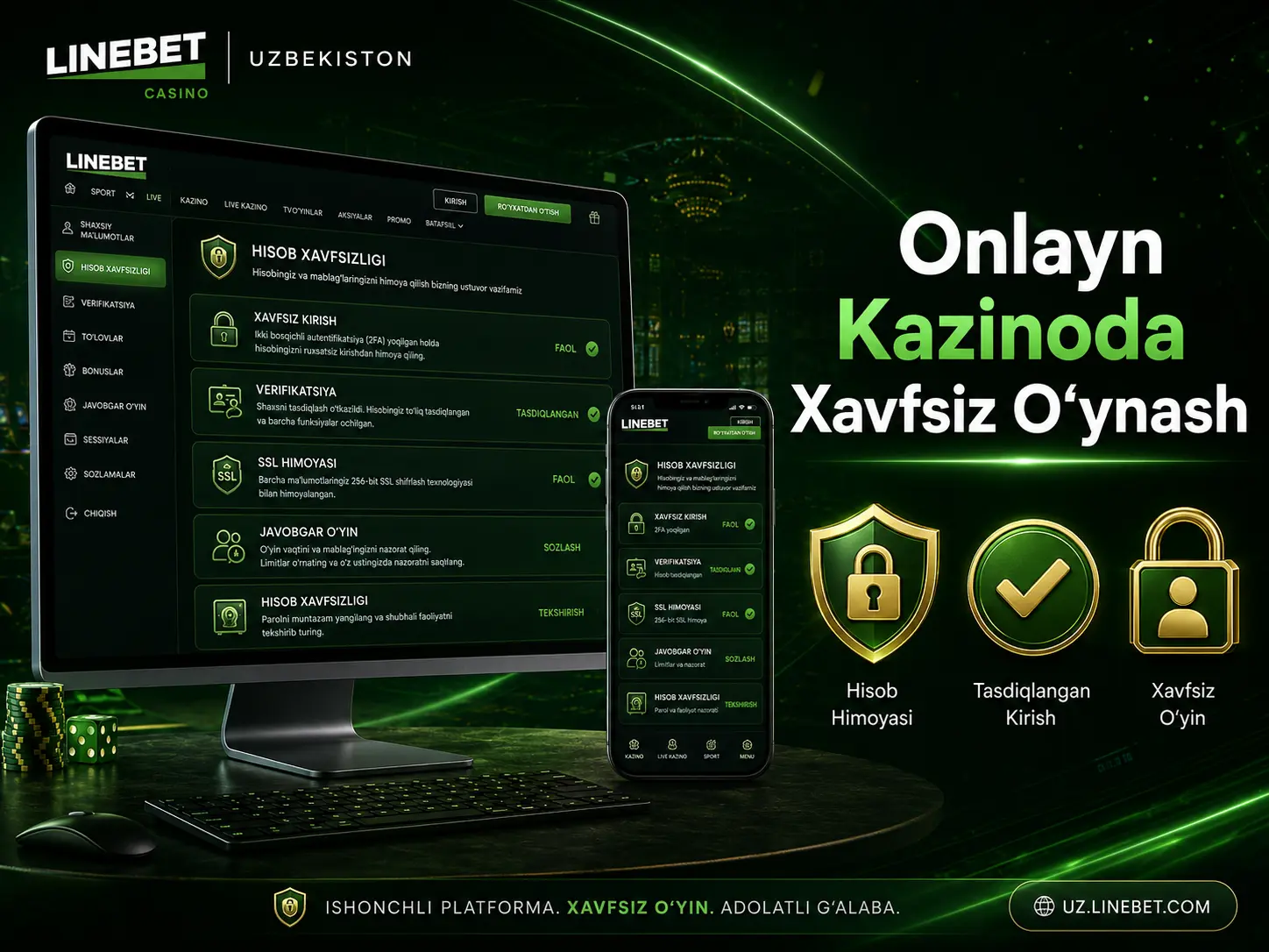 Onlayn kazinoda xavfsiz o'ynash